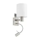 Eglo Wandleuchte Pasteri Stahl Satin-Nickel 40 | IP20 - Inkl. Spot und Exkl. 1x E27